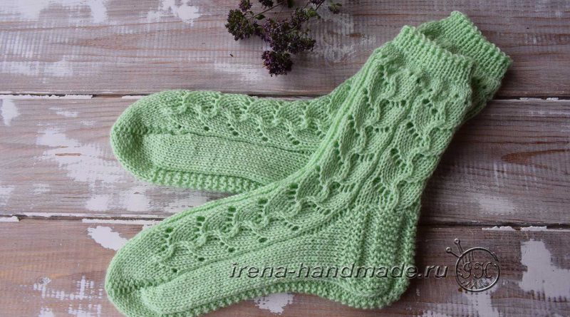 Ажурные носки с узором «Ручеек» (вязание, схемы и фото) - Irena Handmade
